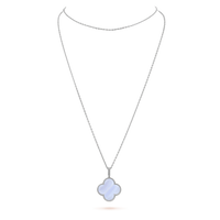 [Luxe jewelry]CLOVER SILVER CHALCEDONY BIG CLOVER NECKLACE