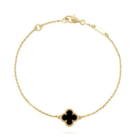 [Luxe jewelry]CLOVER ONYX SINGLE FLOWER BRACELET
