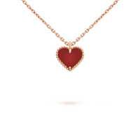 [Luxe jewelry]SWEET CLOVER CARNELIAN HEART NECKLACE