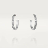 [Luxe jewelry]LOVE DIAMOND SILVER HOOP EARRINGS