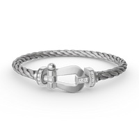 [Luxe jewelry]FORCE LARGE HORSESHOE HALF DIAMOND BRACELET SILVER