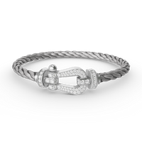 [Luxe jewelry]FORCE LARGE HORSESHOE FULL DIAMOND BRACELET SILVER